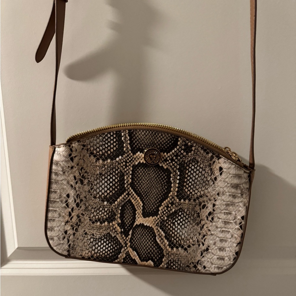 Anne Klein Brown Tan Snakeskin Shoulder Bag